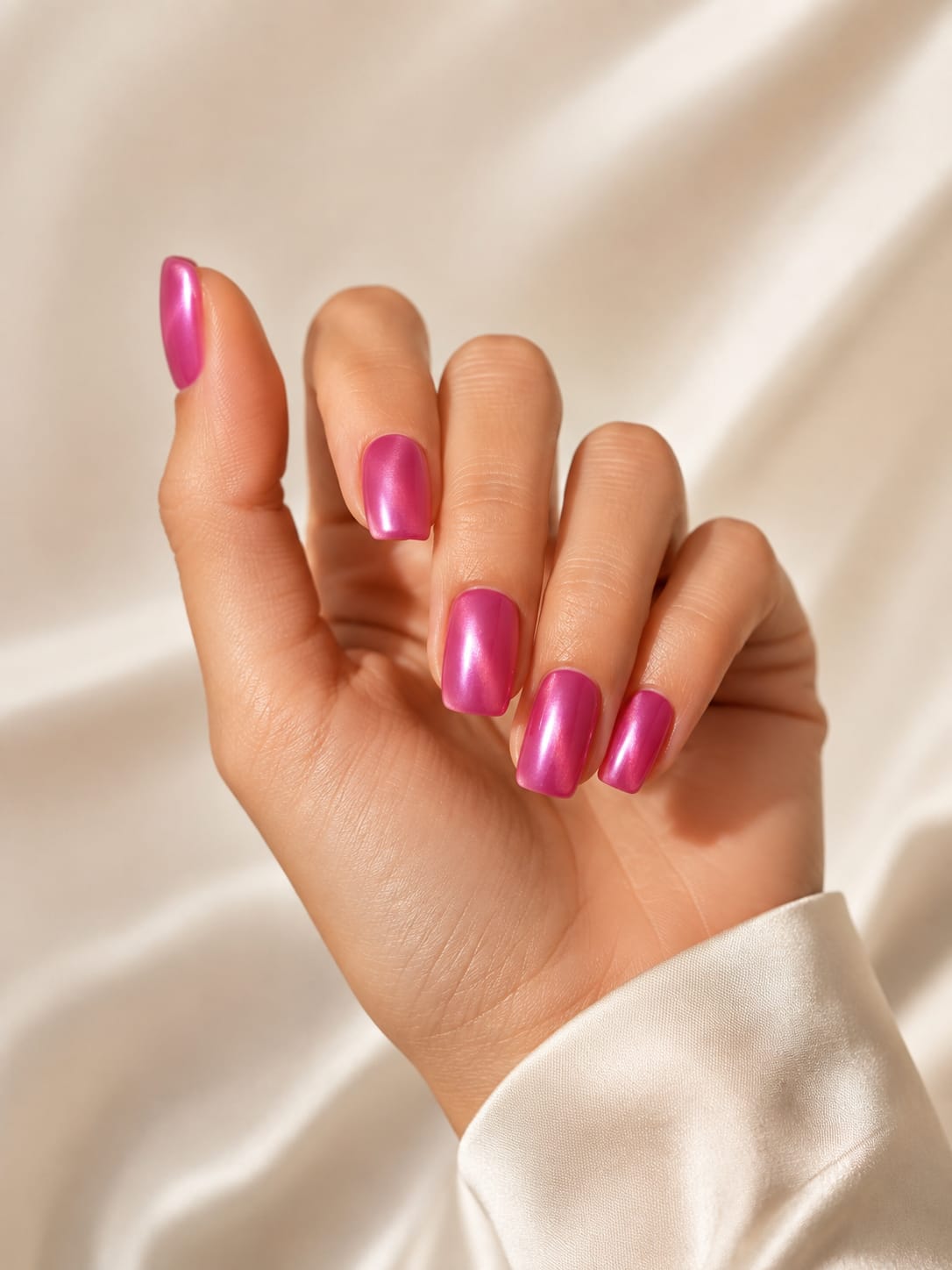 Metallic Glossy Magenta Pink Press-On Nails Set