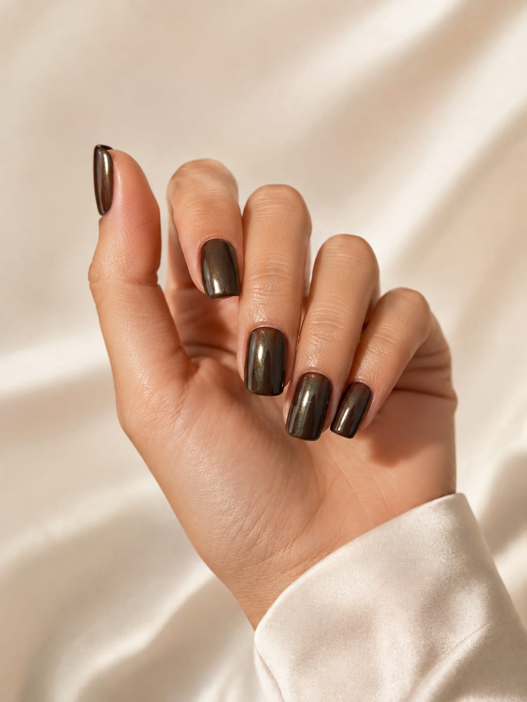 Metallic Glossy Gunmetal / Deep Metallic Press-On Nails Set