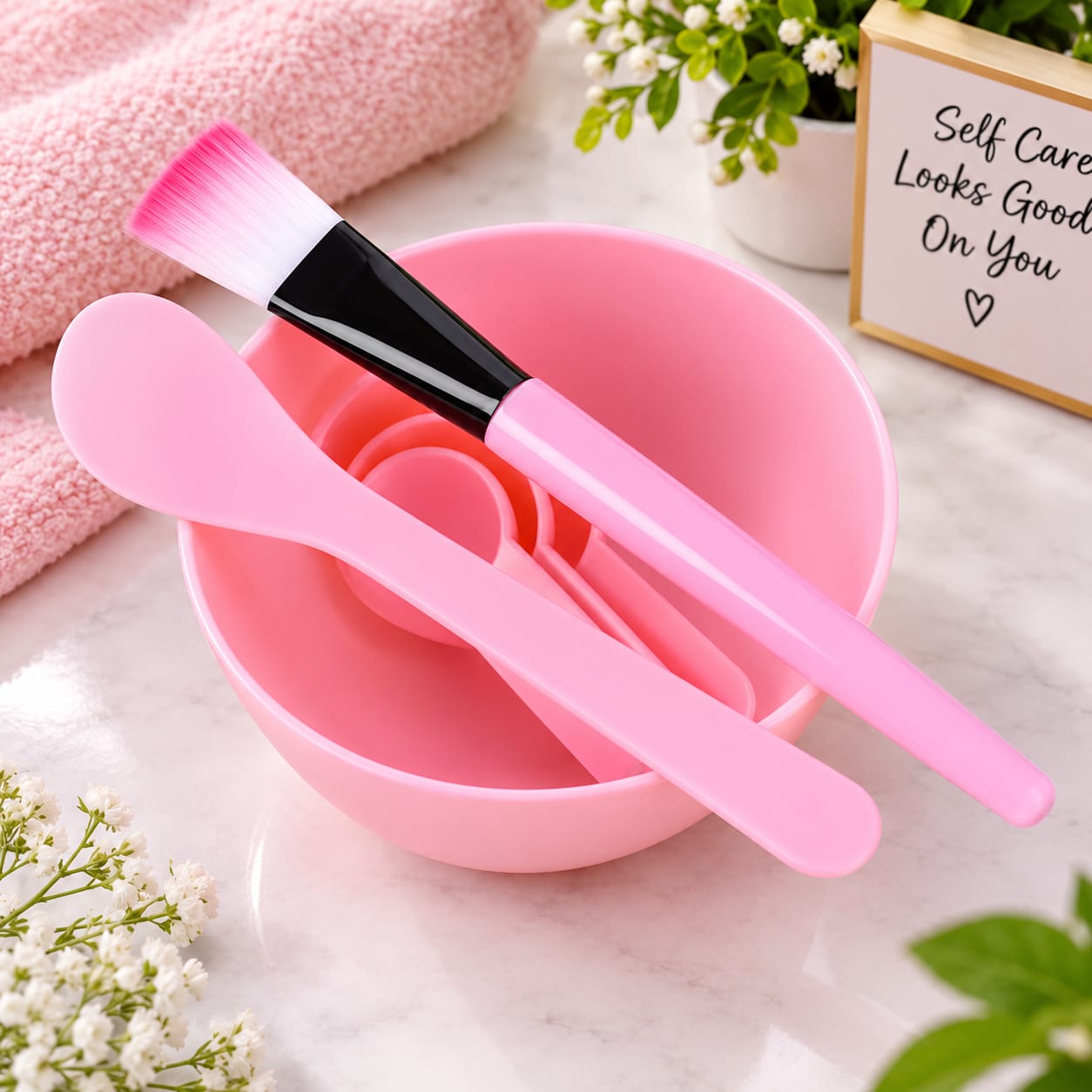 Face Mask Mixing Bowl & Brush Spatula Set – DIY Facial Skincare Kit