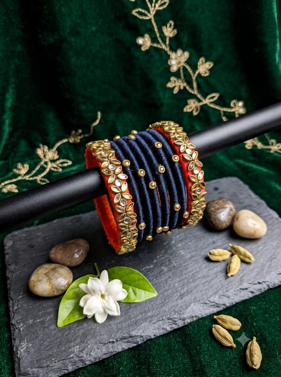 সিল্ক থ্রেড চুরি সেট -Silk Thread Bangles Set - Image 3