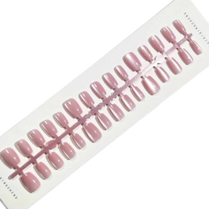Premium Glossy Metallic Pink Press-On Nails Set