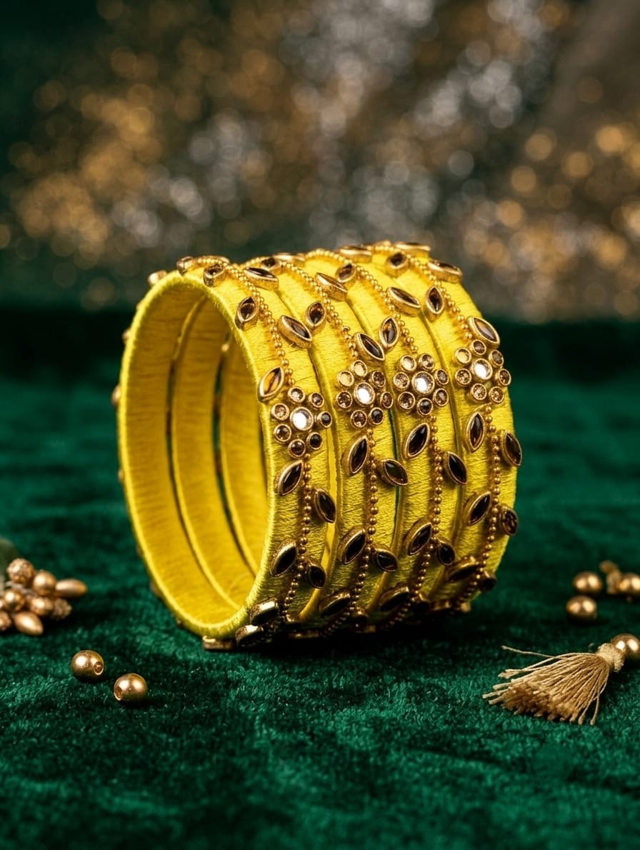 প্রিমিয়াম সিল্ক থ্রেড চুরি সেট- Premium Silk Thread Bangle Set - Image 2