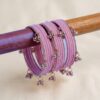 ভেলভেট ও রোজ গোল্ড ঝুমকা চুড়ি সেট -Velvet & Rose Gold Ghungroo Bangle Set