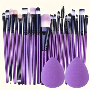 Makeup Brushes Set Eyeliner Brush Blending Brush Makeup Brush for Cheeks Eye Cosmetic Foundation Brush with Makeup Sponge 20Pcs