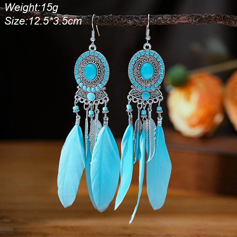 Water Drop Feather Earrings for Women Long Crystal Rhinestone Drop Oil Dangle Earring Jewelry - Image 6
