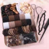 Women Dark Hair Decoration Part Set Elastic Seamless Ponytail Scrunchies Small Rubber Bands Fashion Hair Ties Headbands 1109pcs