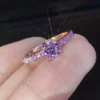 Women Pink Cubic Zirconia Wedding Fake Ring Fashion Jewelry Accessory