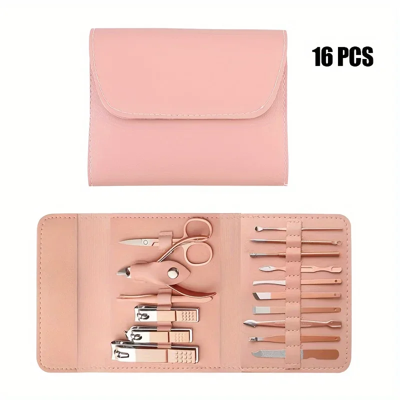Professional Nail Clippers and Cuticle Nippers Set with Travel Case Manicure Set Pedicure Sets Nail Clippers 16pcs - Image 2