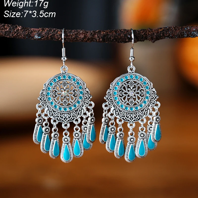 Water Drop Feather Earrings for Women Long Crystal Rhinestone Drop Oil Dangle Earring Jewelry - Image 7