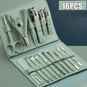 Professional Nail Clippers and Cuticle Nippers Set with Travel Case Manicure Set Pedicure Sets Nail Clippers 16pcs