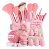 Makeup Tools Kit Professional Soft Fluffy Makeup Brush Set Foundation Blush Eyebrow Shadow With Headband Wristband Pink 33Pcs