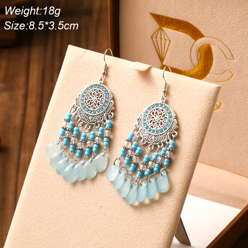 Water Drop Feather Earrings for Women Long Crystal Rhinestone Drop Oil Dangle Earring Jewelry - Image 5