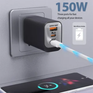 150W Charger USB QC3.0 Fast Charging Mobile Phone Charger Travel Adapter For iPhone 17 Samsung Xiaomi EU/UK/US Plug USB Type C
