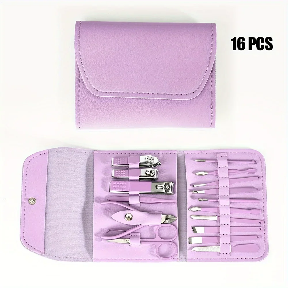 Professional Nail Clippers and Cuticle Nippers Set with Travel Case Manicure Set Pedicure Sets Nail Clippers 16pcs - Image 3