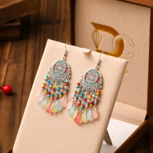 Earrings for Women Ethnic Layered Rice Beads Temperament Earring Party Vacation Jewelry