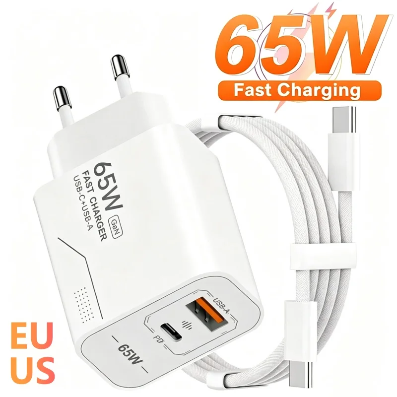 Charger 2-Port Fast Charging Phone Charger Power Adapter For iPhone Samsung Xiaomi Type C EU/US Plug Wall Charger
