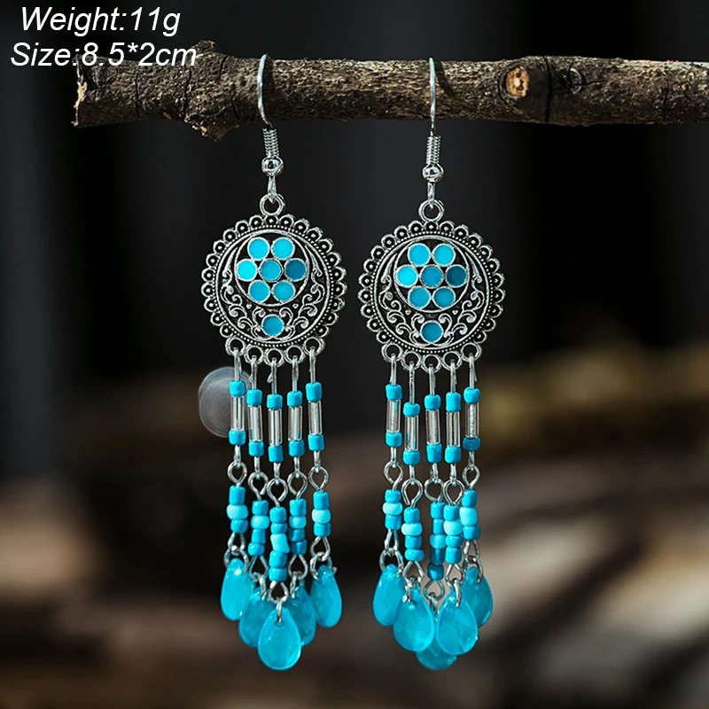 Water Drop Feather Earrings for Women Long Crystal Rhinestone Drop Oil Dangle Earring Jewelry - Image 4