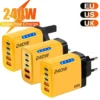 240w Gan Fast Charger With Led Light 5 In 1 2usb+3type-C Multi Port Phone Charger For Iphone15-17Series Samsung Huawei Xiaomi 15